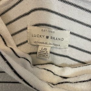 White and black striped oversized turtleneck